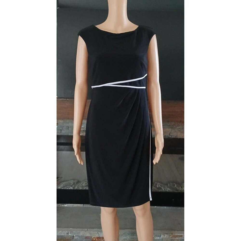 Chaps Women's Sz MEDIUM Black Dress Elegant Layered Office Professional Church